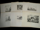 Horace Vernet - Ensemble de 6 lithographies Sc&egrave;nes de chasse & marines 1810/30. Horace Vernet