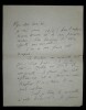LETTRE AUTOGRAPHE SIGN&Eacute;E, A PROPOS D'UNE NOUVELLE. Paul Reboux (Andr&eacute; Amillet)