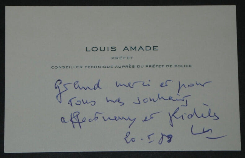 Louis AMADE - CARTE DE VISITE AUTOGRAPHE SIGN&Eacute;E. Louis AMADE