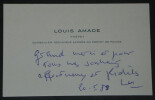 Louis AMADE - CARTE DE VISITE AUTOGRAPHE SIGN&Eacute;E. Louis AMADE