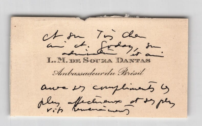 Luiz Martins De Souza Dantas - Carte de visite autographe. Luiz Martins de Souza Dantas