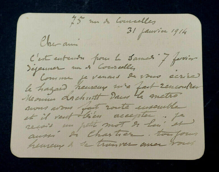 Louis Emile ADAN - CARTE AUTOGRAPHE SIGN&Eacute;E, Paris, 1914. Louis Emile ADAN
