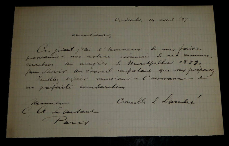 Corneille L. LANDR&Eacute; - LETTRE AUTOGRAPHE SIGN&Eacute;E A C.A. LAISANT, 1887, Dordrecht. Corneille L. LANDR&Eacute;