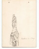 2 dessins au crayon, parc de Cluny, Statues, Paris, par E. Phelipeau 1911. E. Phelipeau