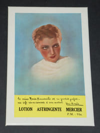 Tôle émaillée Lotion astringente Mercier Vera Korène objet publicitaire 1930