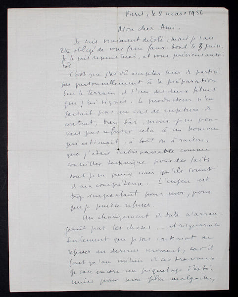 Pierre NORD, Militaire - LETTRE AUTOGRAPHE SIGN&Eacute;E D'EXCUSES, 1956. Pierre NORD