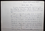 Pierre NORD, Militaire - LETTRE AUTOGRAPHE SIGN&Eacute;E D'EXCUSES, 1956. Pierre NORD
