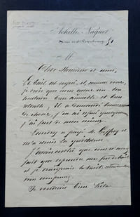 LETTRE AUTOGRAPHE SIGNÉE, A PROPOS D'UNE VISITE