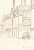 Dessin au crayon, vue de Paris, par E. Phelipeau, sign&eacute; 1912. E. Phelipeau