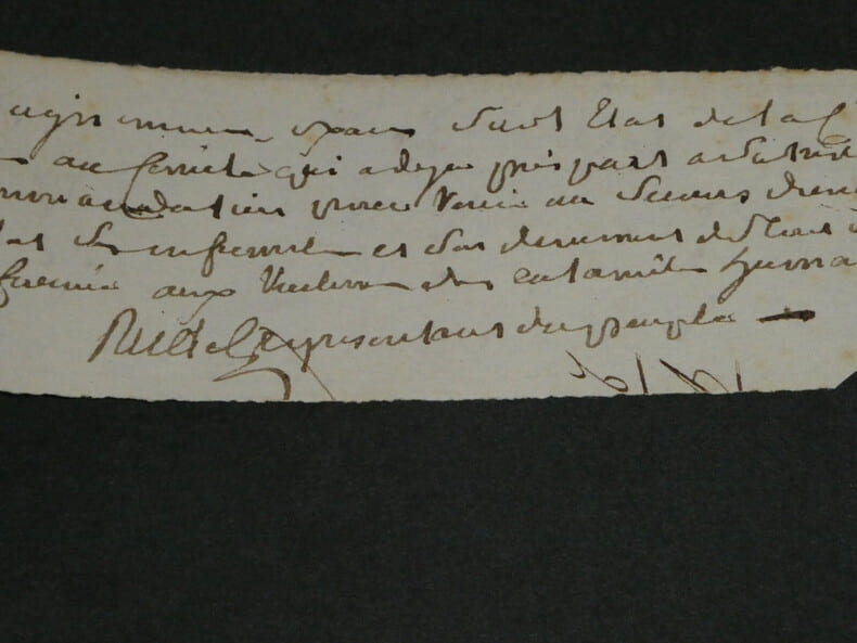 Claude-Antoine Rudel du Miral - Fragment de lettre 5 lignes autographes sign&eacute;es. Claude-Antoine Rudel du Miral