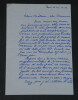 Victor BEYER , Historien de l'art alsacien - LETTRE AUTOGRAPHE SIGN&Eacute;E - 1980. Victor BEYER