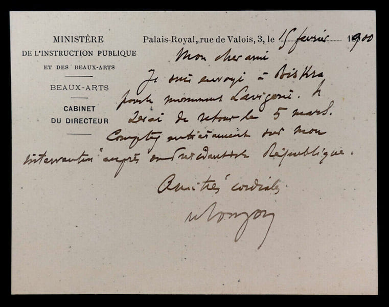 Henry ROUJON, Essayiste - CARTE-LETTRE AUTOGRAPHE SIGN&Eacute;E, Palais-Royal, 1900. Henry ROUJON