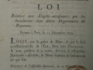 Loi relative aux d&eacute;g&acirc;ts des inondations dans les d&eacute;partements du Royaume, 1790. M.L.F DuPort