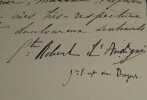 Robert d'ANDIGN&Eacute; - LETTRE AUTOGRAPHE SIGN&Eacute;E, 2 pages, 2 juillet 1890. Robert d'ANDIGN&Eacute;