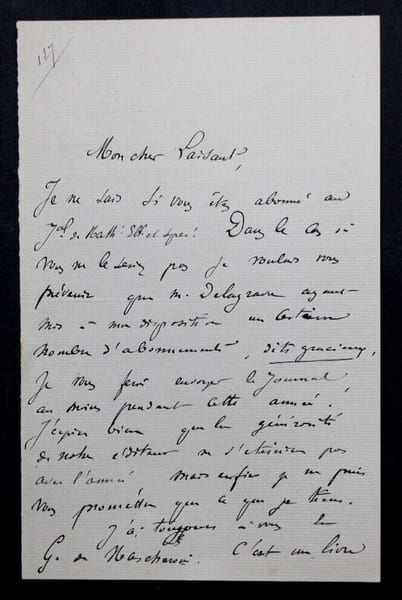 Gaston Albert Gohierre DE LONGCHAMPS - LETTRE AUTOGRAPHE SIGN&Eacute;E A C.A. LAISANT. Gaston Albert Gohierre DE LONGCHAMPS