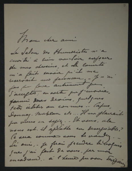 Henry BATAILLE - Lettre Autographe Sign&eacute;e invitation au "salon des humoristes". Henry BATAILLE