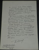 Madame Gabriel CUDENET - LETTRE AUTOGRAPHE SIGN&Eacute;E "sant&eacute; du Pr&eacute;sident" [1948]. Madame Gabriel CUDENET