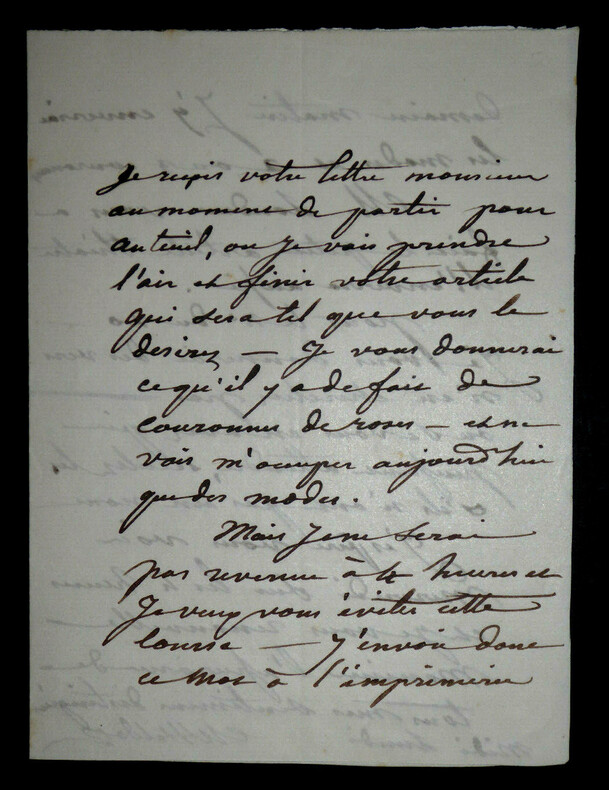 M&eacute;lanie WALDOR - Lettre autographe sign&eacute;e. M&eacute;lanie Waldor