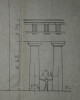 Dessin original sign&eacute; – Sch&eacute;ma montrant l'identit&eacute; des formes et des proportions entre deux &eacute;difices de dimensions tr&egrave;s diff&eacute;rentes. Louis Henri ...