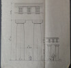 Dessin original sign&eacute; – Sch&eacute;ma montrant l'identit&eacute; des formes et des proportions entre deux &eacute;difices de dimensions tr&egrave;s diff&eacute;rentes. Louis Henri ...