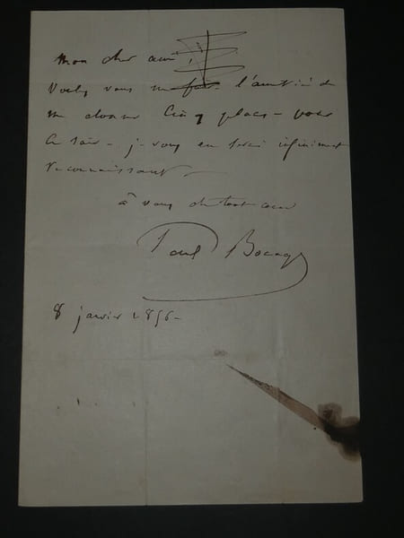 Paul BOCAGE - Lettre autographe sign&eacute;e &agrave; un ami, 8 janvier 1856. Paul BOCAGE