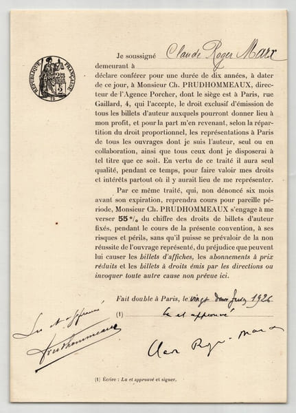 Pouvoir sign&eacute; Claude Roger-Marx – Collection coh&eacute;rente de 50 auteurs & musiciens. Claude Roger-Marx