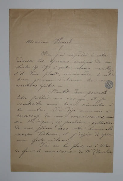 CELEGA Nicolo - LETTRE AUTOGRAPHE SIGNEE, EPREUVES, MUSIQUE, MILAN 1896. Nicolo Celega