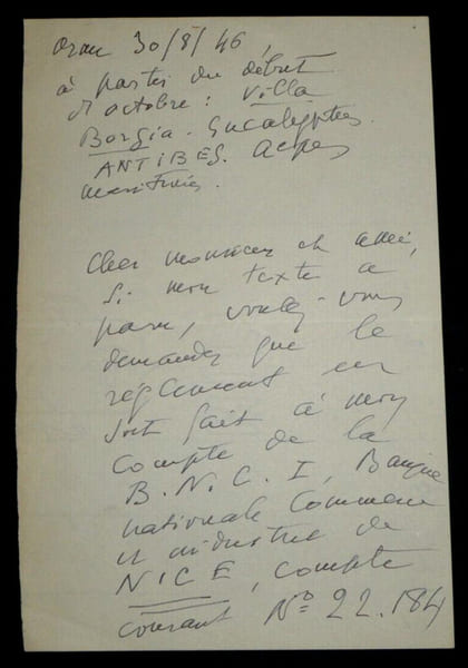 Paul REBOUX, Ecrivain - LETTRE AUTOGRAPHE SIGN&Eacute;E, 1946. Paul Reboux