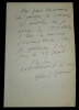 Paul REBOUX, Ecrivain - LETTRE AUTOGRAPHE SIGN&Eacute;E, 1946. Paul Reboux