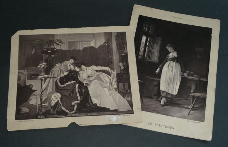 Charles MARCHAL - Deux photographies au format cabinet, Printemps et Le secret. Charles MARCHAL