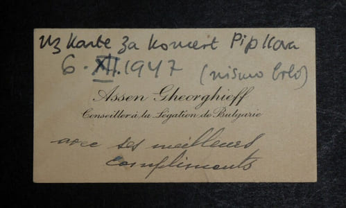 GHEORGHIEFF Assen - CARTE DE VISITE AUTOGRAPHE SIGNÉE, LÉGATION DE BULGARIE 1947