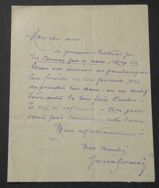 Gilles de SAINT GERMAIN, lettre autographe sign&eacute;e, 1 page, "mon cher ami". Gilles de SAINT GERMAIN