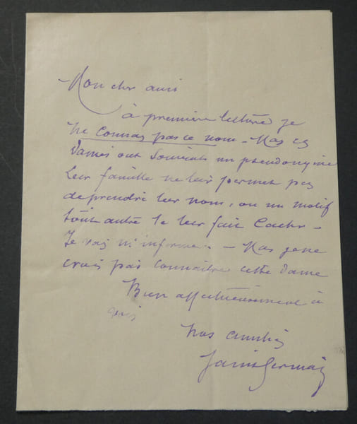 Gilles de SAINT GERMAIN, lettre autographe sign&eacute;e, 1 page, "mon cher ami". Gilles de SAINT GERMAIN