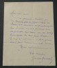 Gilles de SAINT GERMAIN, lettre autographe sign&eacute;e, 1 page, "mon cher ami". Gilles de SAINT GERMAIN