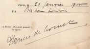 Pouvoir sign&eacute; par Francis de Croisset - Collection coh&eacute;rente 25 auteurs & musiciens. Francis de Croisset