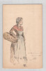 Esquisse de femme au panier sign&eacute;e A. Madeleine – 1918. A. Madeleine