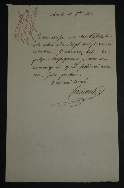Louis-Benjamin FRANCOEUR, Math&eacute;maticien - LETTRE AUTOGRAPHE SIGNEE, Paris, 1813. Louis-Benjamin FRANCOEUR