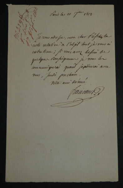 Louis-Benjamin FRANCOEUR, Math&eacute;maticien - LETTRE AUTOGRAPHE SIGNEE, Paris, 1813. Louis-Benjamin FRANCOEUR