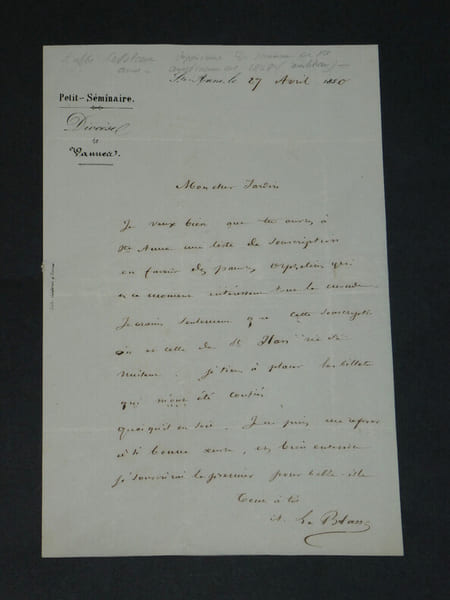 Abb&eacute; Aim&eacute; LE BLANC - LETTRE AUTOGRAPHE SIGN&Eacute;E &Agrave; D&eacute;sir&eacute; JARDIN - 1850. Abb&eacute; Aim&eacute; LE BLANC