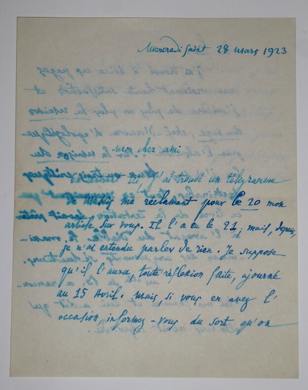LETTRE AUTOGRAPHE SIGN&Eacute;E, 1923. Emile Baumann