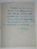LETTRE AUTOGRAPHE SIGN&Eacute;E, 1923. Emile Baumann