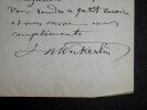 LETTRE AUTOGRAPHE SIGN&Eacute;E, CONSERVATOIRE NATIONAL DE MUSIQUE ET DE D&Eacute;CLAMATION. Jean-Baptiste Weckerlin