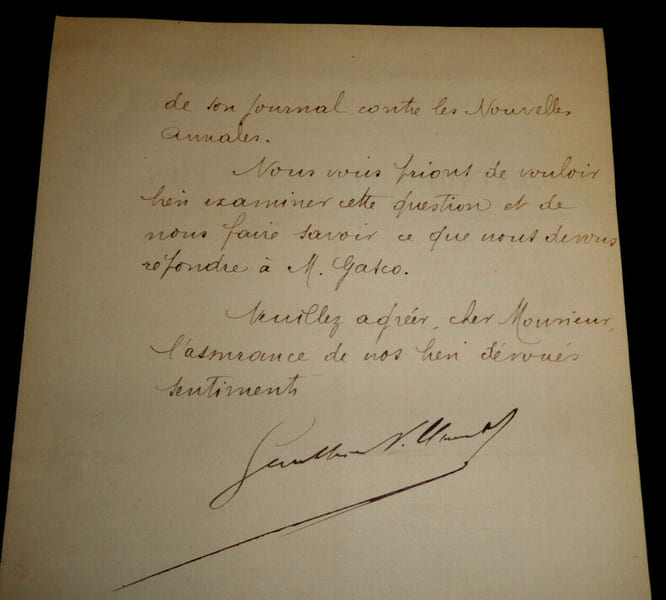 Jean-Albert GAUTHIER-VILLARS - CARTE AUTOGRAPHE SIGN&Eacute;E A Charles-Ange LAISANT. Jean-Albert GAUTHIER-VILLARS