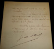 Jean-Albert GAUTHIER-VILLARS - CARTE AUTOGRAPHE SIGN&Eacute;E A Charles-Ange LAISANT. Jean-Albert GAUTHIER-VILLARS