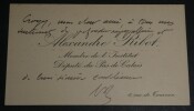 Alexandre RIBOT, Homme politique - CARTE DE VISITE AUTOGRAPHE SIGN&Eacute;E. Alexandre RIBOT