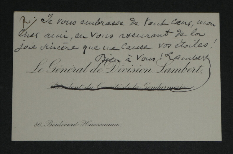 Ars&egrave;ne LAMBERT - CARTE DE VISITE AUTOGRAPHE SIGN&Eacute;E. Ars&egrave;ne LAMBERT