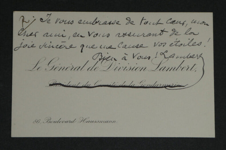 Ars&egrave;ne LAMBERT - CARTE DE VISITE AUTOGRAPHE SIGN&Eacute;E. Ars&egrave;ne LAMBERT
