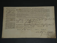 Quitances d'insertion, Journal judicaire, 1813, Journal du Palais, 3 pièces.