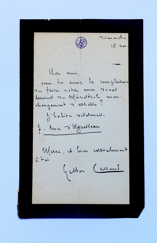 CARRAUD Gaston - LETTRE AUTOGRAPHE SIGN&Eacute;E, &Agrave; Henri HEUGEL, PARIS. Gaston Carraud