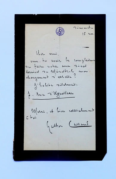 CARRAUD Gaston - LETTRE AUTOGRAPHE SIGN&Eacute;E, &Agrave; Henri HEUGEL, PARIS. Gaston Carraud